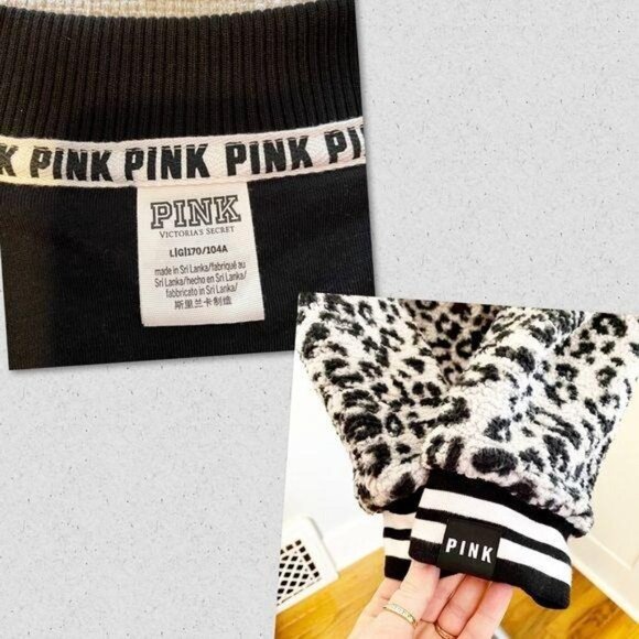 Victoria’s Secret PINK Leopard Print Sherpa Bomber Jacket Limited Edition Large - Picture 8 of 8